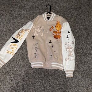 PacSun Tan and White Bomber Jacket